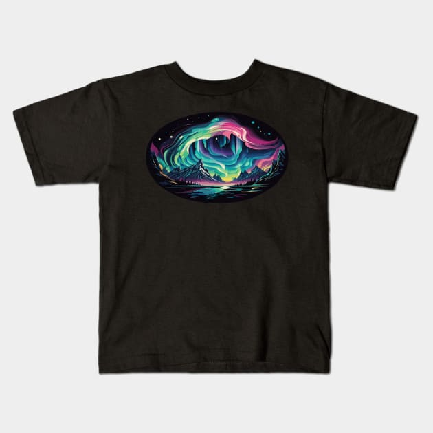 aurora borealis Kids T-Shirt by vaporgraphic